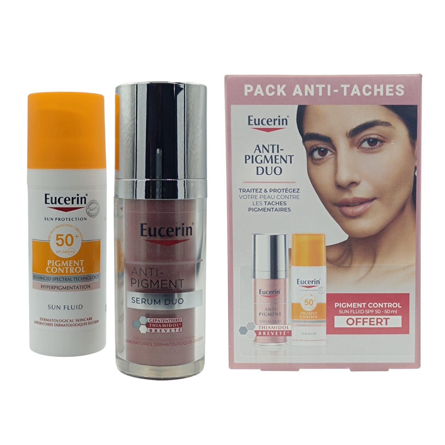 PACK ANTI-TACHES EUCERIN SERUM DUO + EUCERIN SUN ANTI-PIGMENT SPF50 GRATUIT