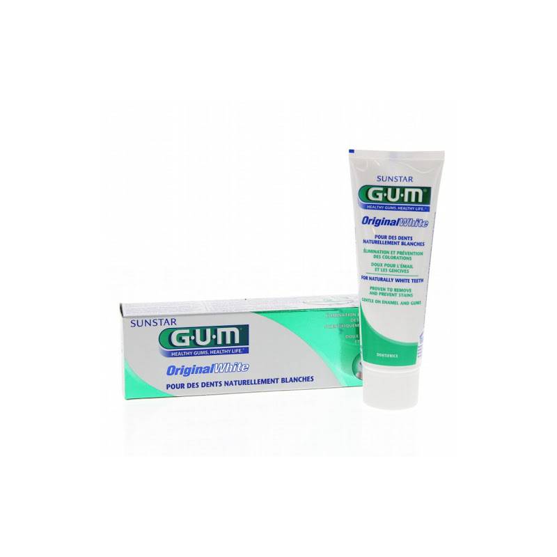 GUM DENTIFRICE ORIGINAL WHITE 75ML tube blanc souple avec bouchon clips