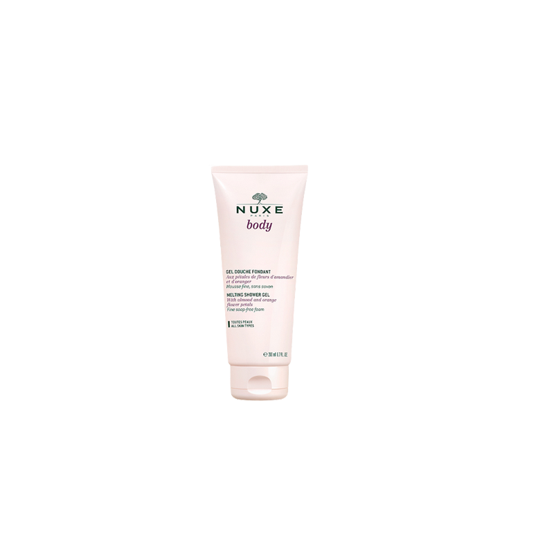 Nuxe Body Gel Douche Fondant 200ml tube souple rose avec bouchon clips