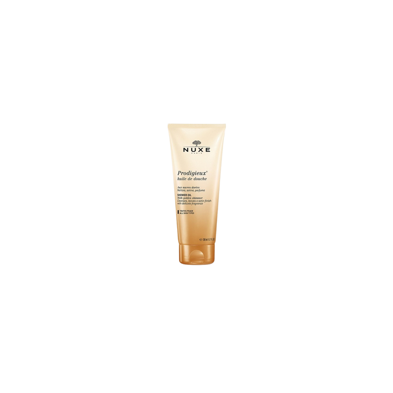 Nuxe Prodigieux Huile de Douche Aux Nacres Dorées 200ml tube souple beige