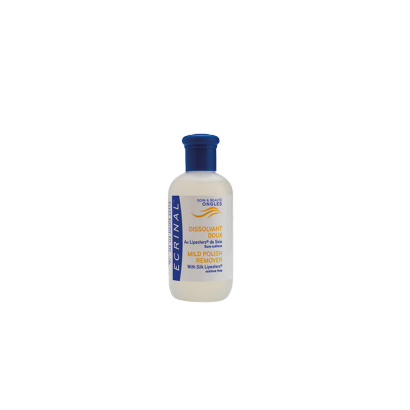 Ecrinal Dissolvant Doux au Lipesters de Soie Sans Acétone 125ml flacon blanc avec bouchon bleu